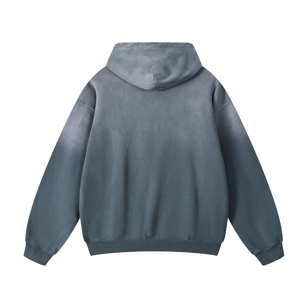 Starboy Essential gray-blue sun-dyed hoodie back view on white background