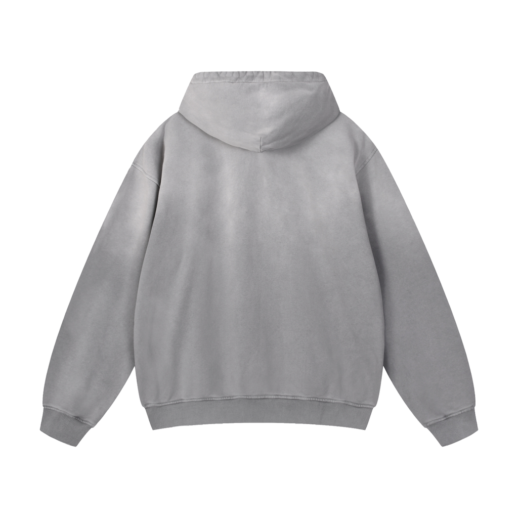 Starboy Essential gray sun-dyed hoodie back view on white background