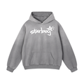 Starboy Essential gray sun-dyed hoodie front view on white background