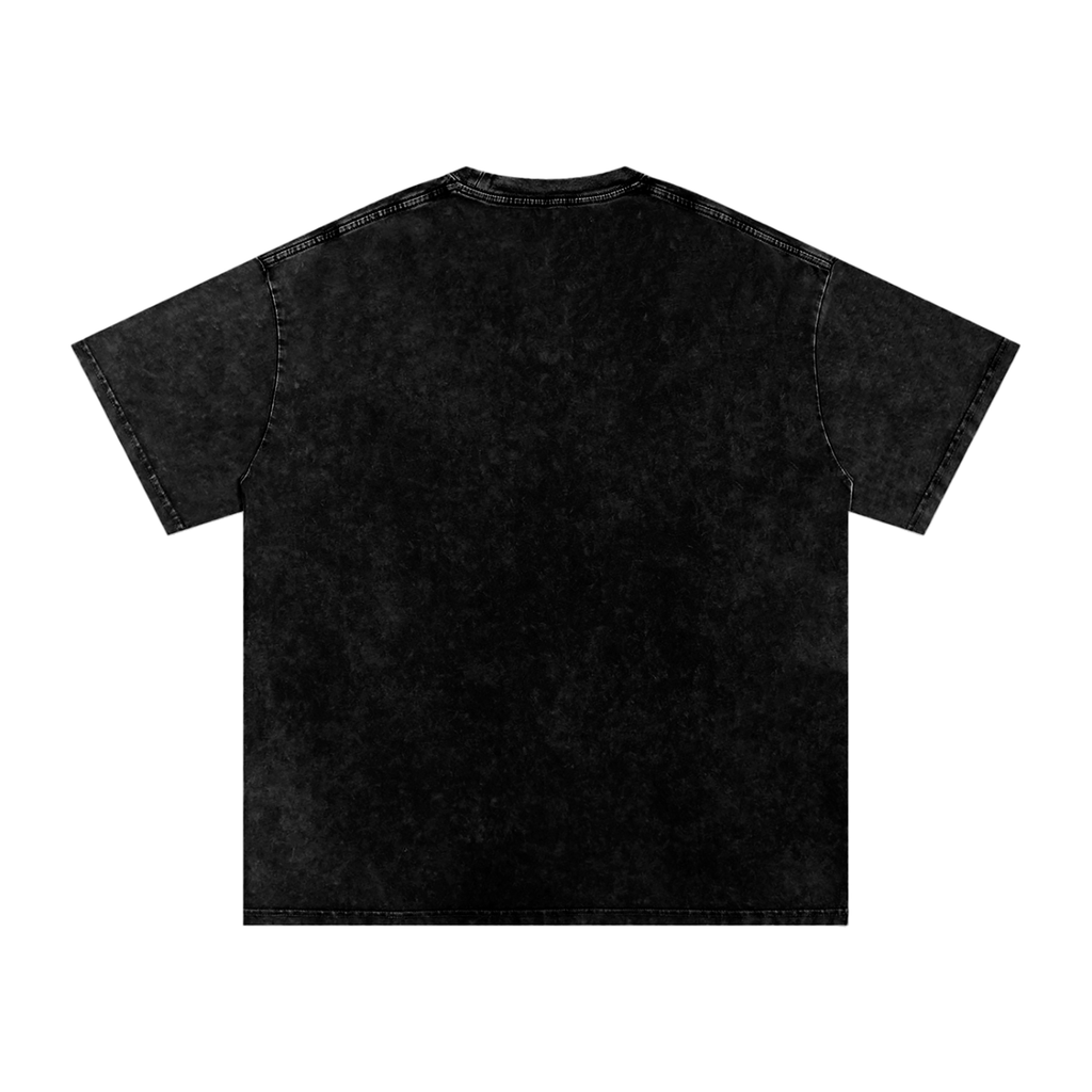 Starboy Essential black snow-wash tee back view on white background